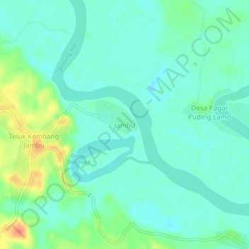 Mapa topográfico Jambu, altitude, relevo