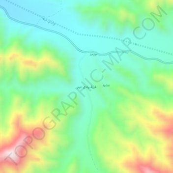 Mapa topográfico قرية وادي عرم, altitude, relevo
