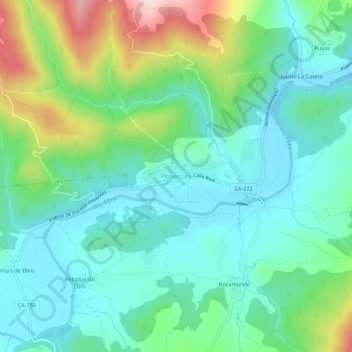 Mapa topográfico Polientes, altitude, relevo