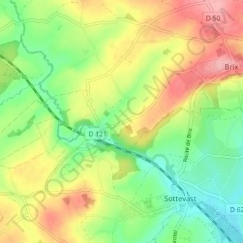 Mapa topográfico Ragonde, altitude, relevo
