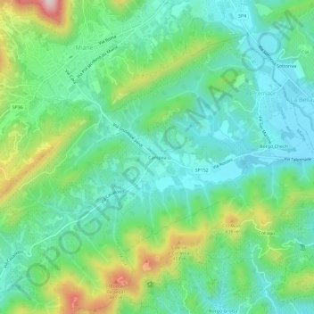 Mapa topográfico Campea, altitude, relevo