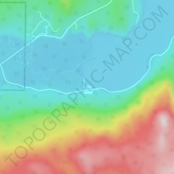 Mapa topográfico Canim Lake, altitude, relevo