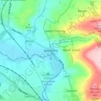 Mapa topográfico Swineford, altitude, relevo