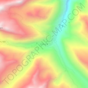 Mapa topográfico Untuca, altitude, relevo
