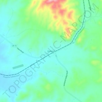 Mapa topográfico Kirkland, altitude, relevo