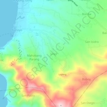 Mapa topográfico Luya, altitude, relevo
