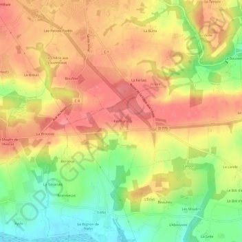 Mapa topográfico Kermaria, altitude, relevo