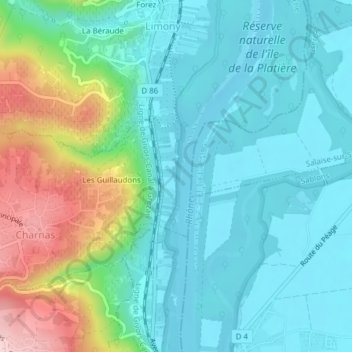 Mapa topográfico Metros, altitude, relevo