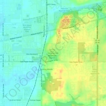 Mapa topográfico Deming Park, altitude, relevo