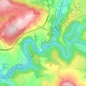 Mapa topográfico Mories, altitude, relevo