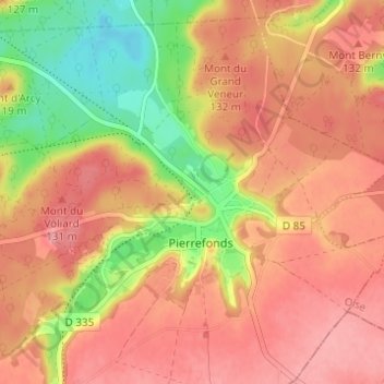 Mapa topográfico Saint-Ladre, altitude, relevo