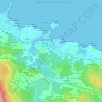 Mapa topográfico Loisán, altitude, relevo
