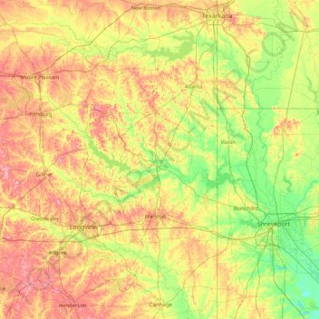 Mapa topográfico Marion, altitude, relevo