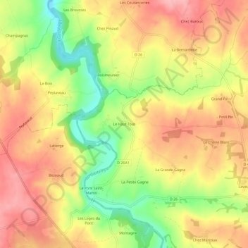 Mapa topográfico Le Haut-Tour, altitude, relevo