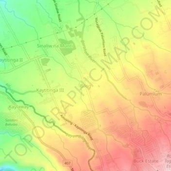 Mapa topográfico Bilog, altitude, relevo