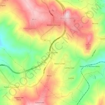 Mapa topográfico San Giovanni, altitude, relevo