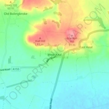 Mapa topográfico West Keal, altitude, relevo