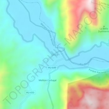 Mapa topográfico Bella, altitude, relevo