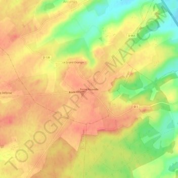 Mapa topográfico Fosse Nouvelle, altitude, relevo