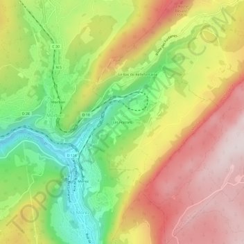 Mapa topográfico Les Frasses, altitude, relevo