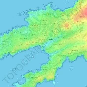 Mapa topográfico Lampaul, altitude, relevo