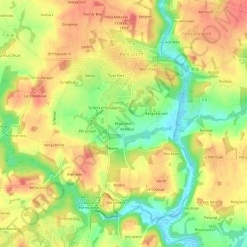Mapa topográfico Mon Désir, altitude, relevo