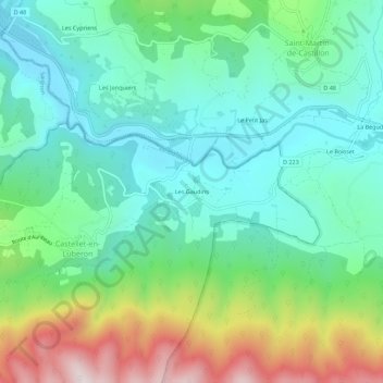 Mapa topográfico Les Gaudins, altitude, relevo