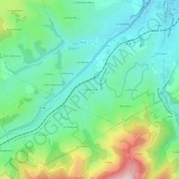 Mapa topográfico La Brocharie, altitude, relevo
