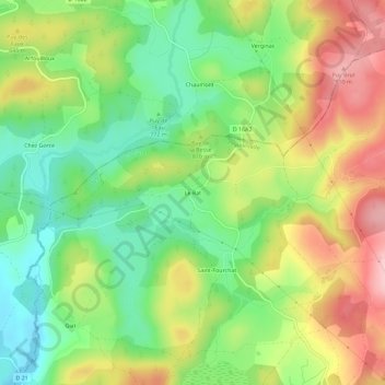 Mapa topográfico Le Rat, altitude, relevo