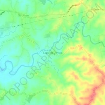 Mapa topográfico Sapang Dayap, altitude, relevo