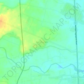 Mapa topográfico San Placido, altitude, relevo