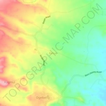 Mapa topográfico Kelua, altitude, relevo