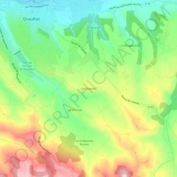 Mapa topográfico Le Fourcat, altitude, relevo