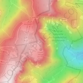 Mapa topográfico Trois Fours, altitude, relevo
