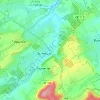 Mapa topográfico Schwebach-Pont, altitude, relevo