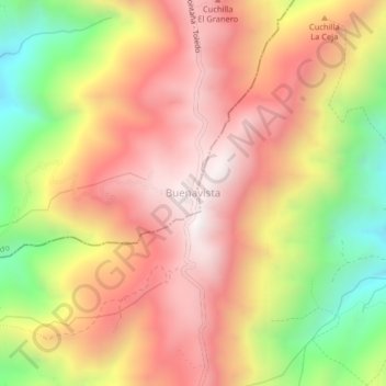 Mapa topográfico Buenavista, altitude, relevo