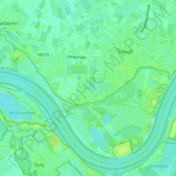 Mapa topográfico Kommerdijk, altitude, relevo