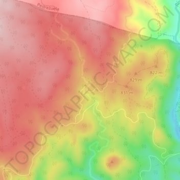 Mapa topográfico Moncalvillo, altitude, relevo