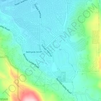 Mapa topográfico Bennett Valley, altitude, relevo