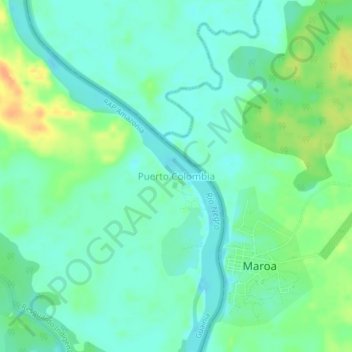 Mapa topográfico Puerto Colombia, altitude, relevo