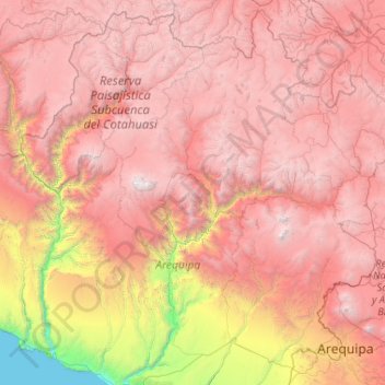 Mapa topográfico Provincia de Castilla, altitude, relevo