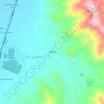 Mapa topográfico Tambillos, altitude, relevo