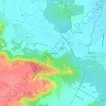 Mapa topográfico Loutteville, altitude, relevo