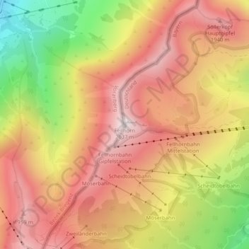 Mapa topográfico Fellhorn, altitude, relevo