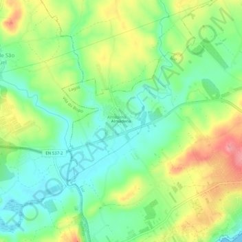 Mapa topográfico Almádena, altitude, relevo