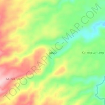 Mapa topográfico Surau, altitude, relevo