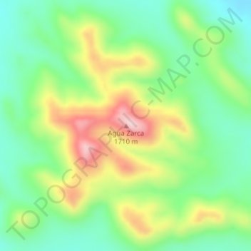 Mapa topográfico Agua Zarca, altitude, relevo