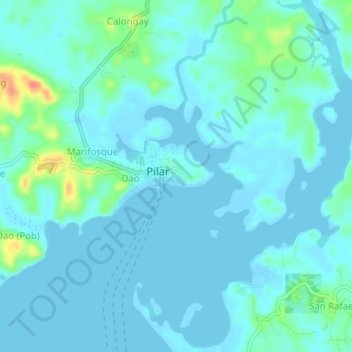 Mapa topográfico Binanuahan, altitude, relevo
