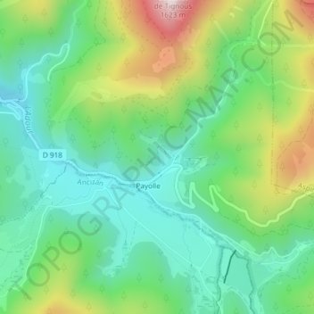 Mapa topográfico Espiadet, altitude, relevo