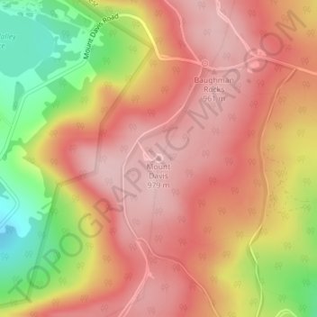Mapa topográfico Mount Davis, altitude, relevo